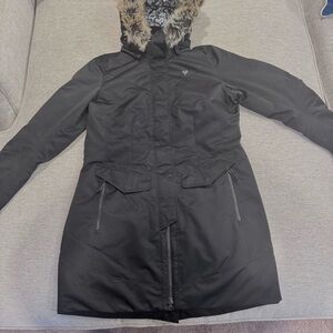 OBERMEYER Sojourner Black Ski Down Jacket with Detachable Faux Fur Hood